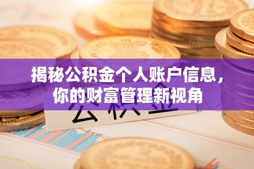 江西揭秘公积金个人账户信息，你的财富管理新视角